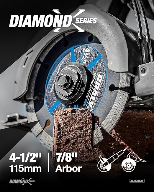 CRALY 4-1/2 Inch Super Thin Segmented Diamond Blade, 7/8 in Arbor, 4.5'' Diamond Stone Blade for Angle Grinder & Masonry Saw, Diamond Cutting Wheel for Cutting Concrete, Brick, Granite, Block, 5PC