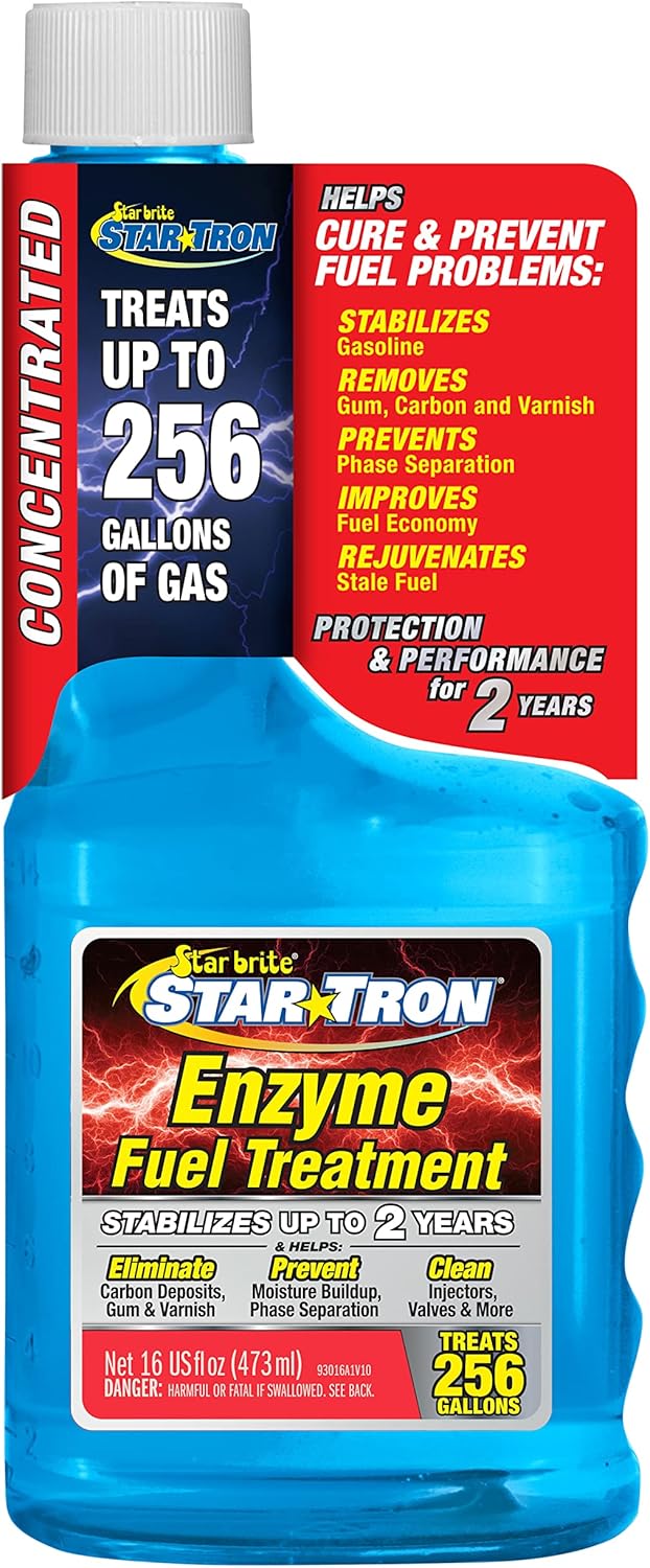 Star Tron Enzyme Fuel Treatment Concentrate, 16 Fl. Oz. – Treats up to 256 Gallons – Rejuvenate & Stabilize Old Gasoline, Cure Ethanol Problems, Improve MPG, Reduce Emissions, Increase Horsepower