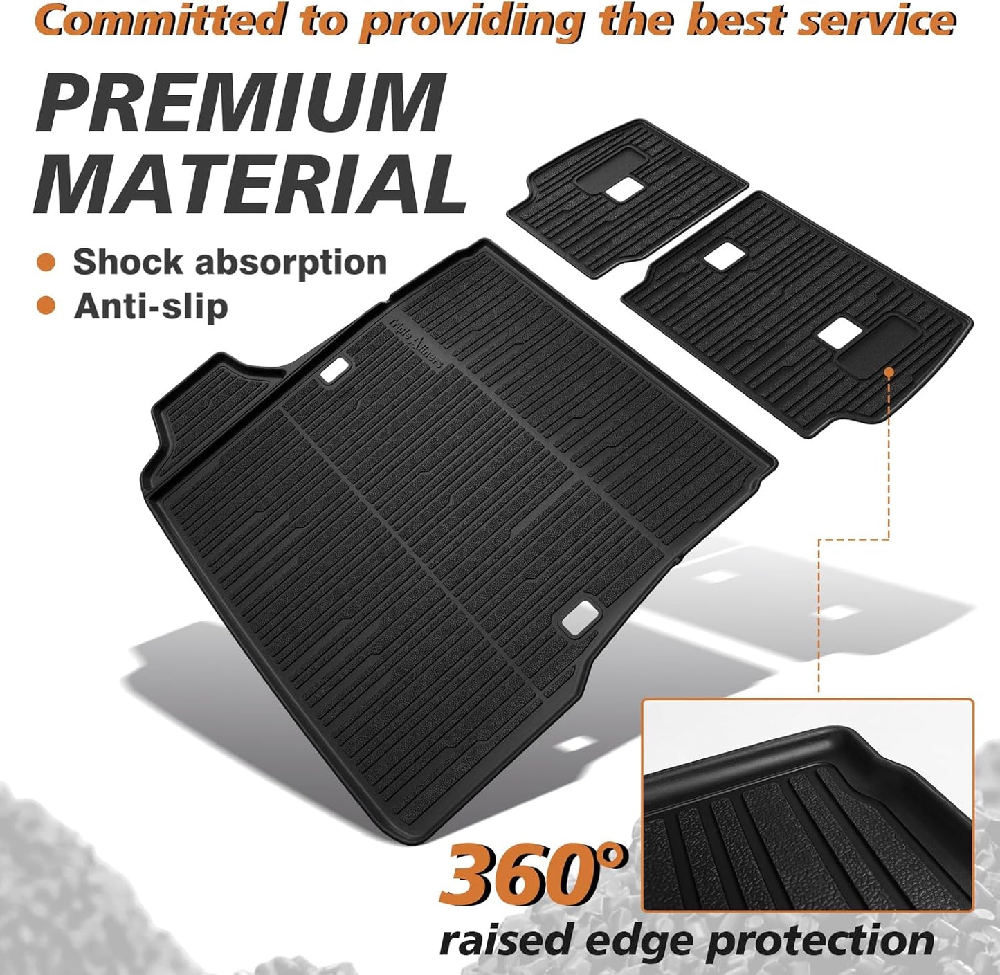 TripleAliners Trunk Mat & Rear Seatback Mat Fit for Toyota 2025 4Runner All Weather TPE Liners Accessories Custom Fit TPE Heavy-Duty (Only for 5 Seats) - Not for Hybrid Model