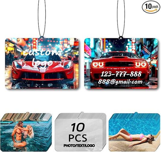 10/20Pcs Custom Logo Air Freshener for Car Bulk,Wholesale Personalized Double-Sided Car Air Fresheners with Photo Text Logo (10 Horizontal Version)