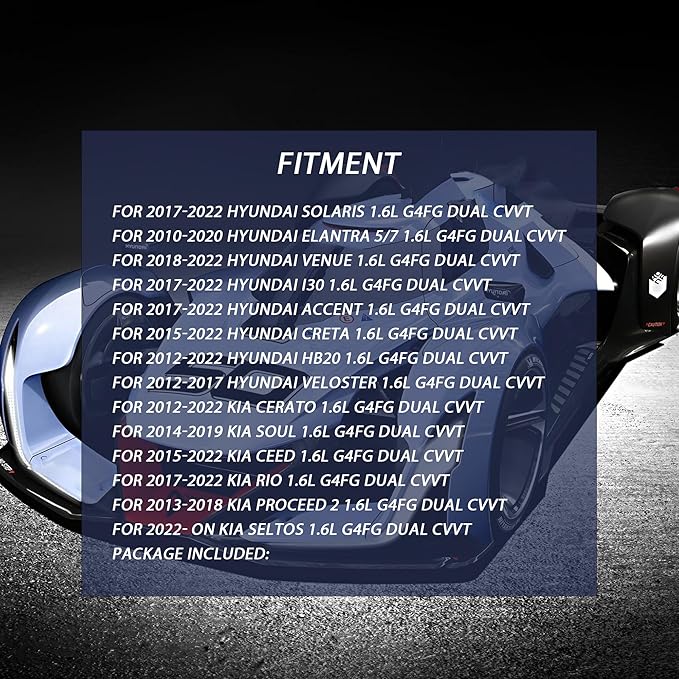 G4FG Engine Overhaul Rebuild Kit-Crankshaft/Rods/Timing For Hyundai Creta Solaris Antra Venue Accent Elantra Kia Cerato Sportage Rio Soul 1.6L, 231102B000, 601N62BU00, 231102B300