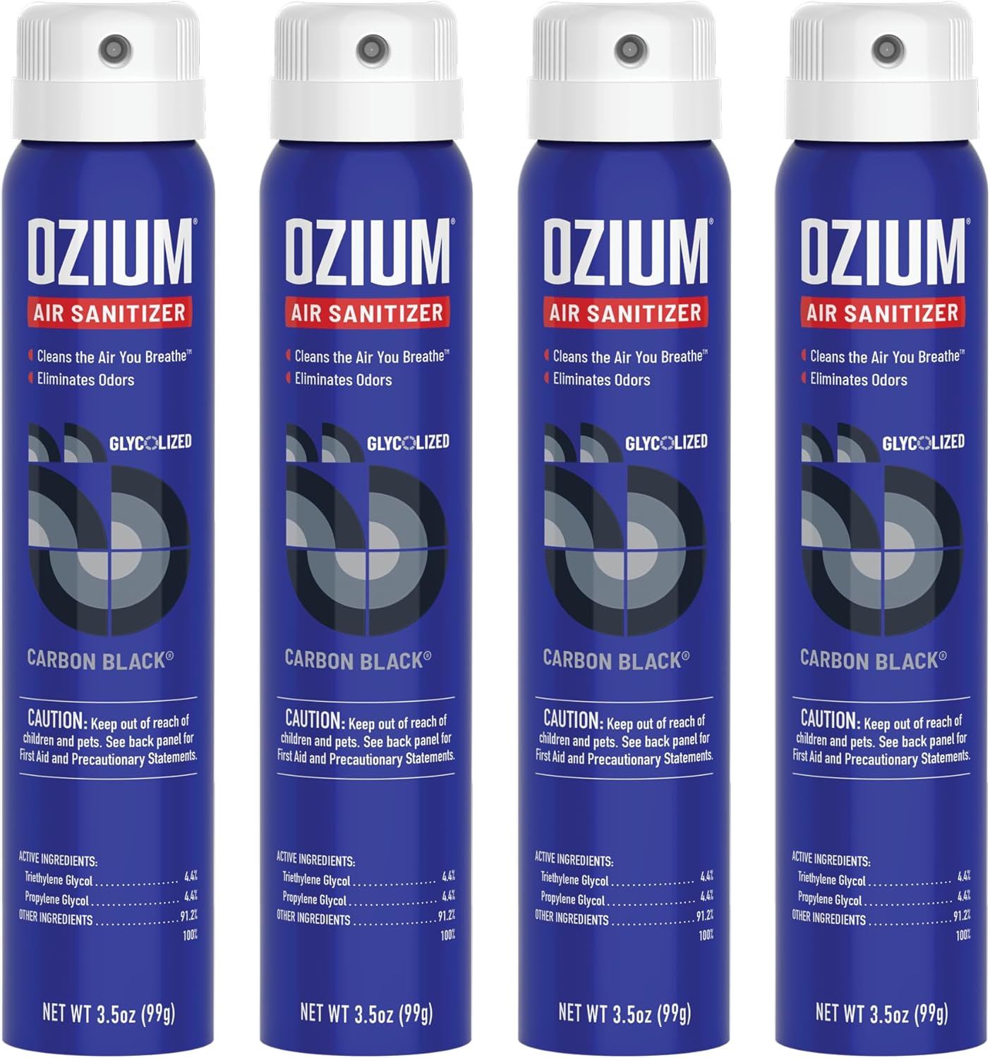 Ozium 3.5 Oz. Air Sanitizer & Odor Eliminator for Homes, Cars, Offices and More, Carbon Black Scent, 4 Pack