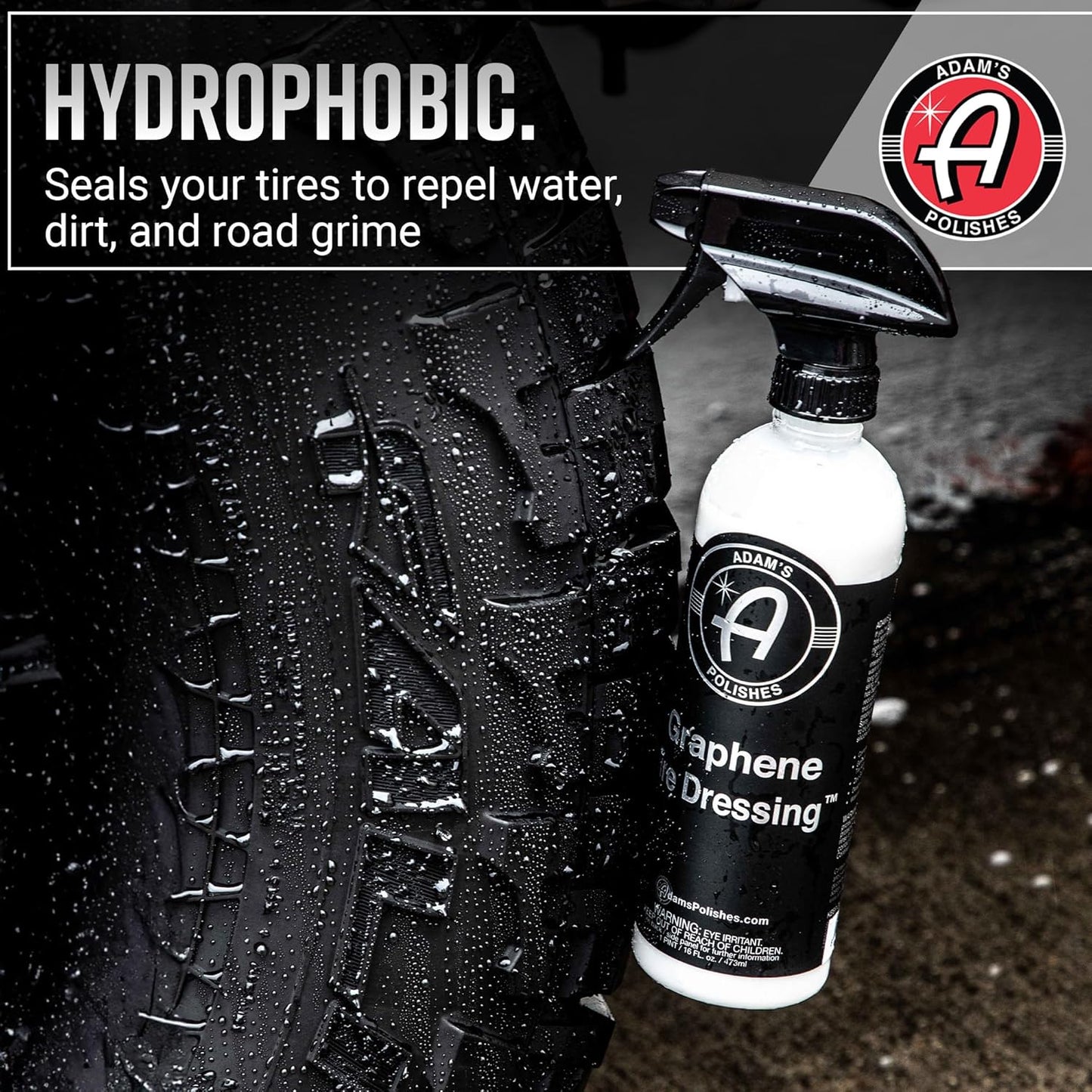 Adam's Polishes Graphene Tire Dressing - Deep Black Finish W/Graphene Non Greasy Car Detailing Use W/Tire Applicator After Tire Cleaner & Wheel Cleaner | Ceramic Coating Like Tire Protection (2-Pack)