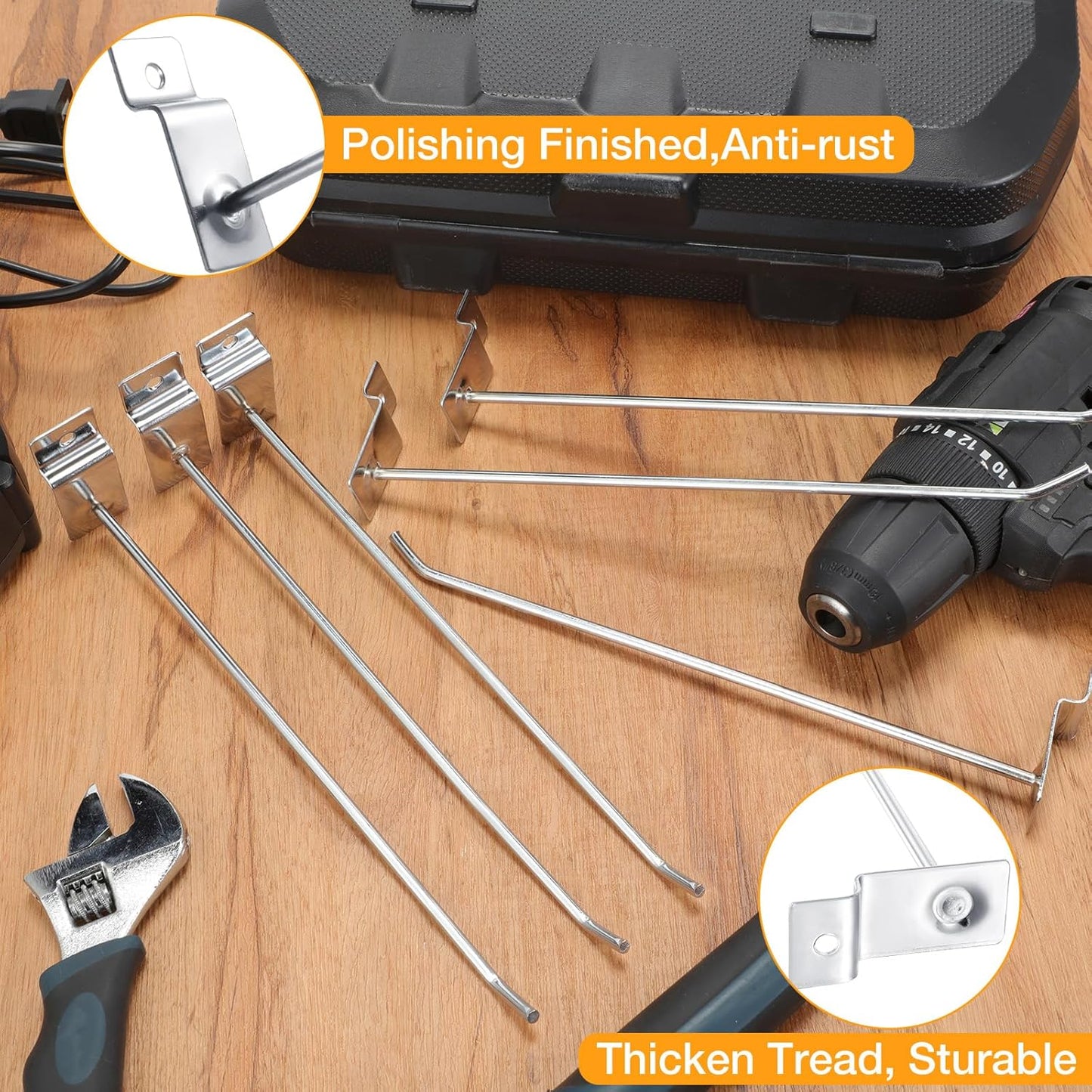 Moxweyeni 100 Pcs Heavy Duty Slatwall Panel Hooks Hanging Metal Slat Wall Hanging Hooks Silver Slat Wall Hanger Commercial Grade Slatwall Pegs Accessories for Shop Retail Display(10 Inch)