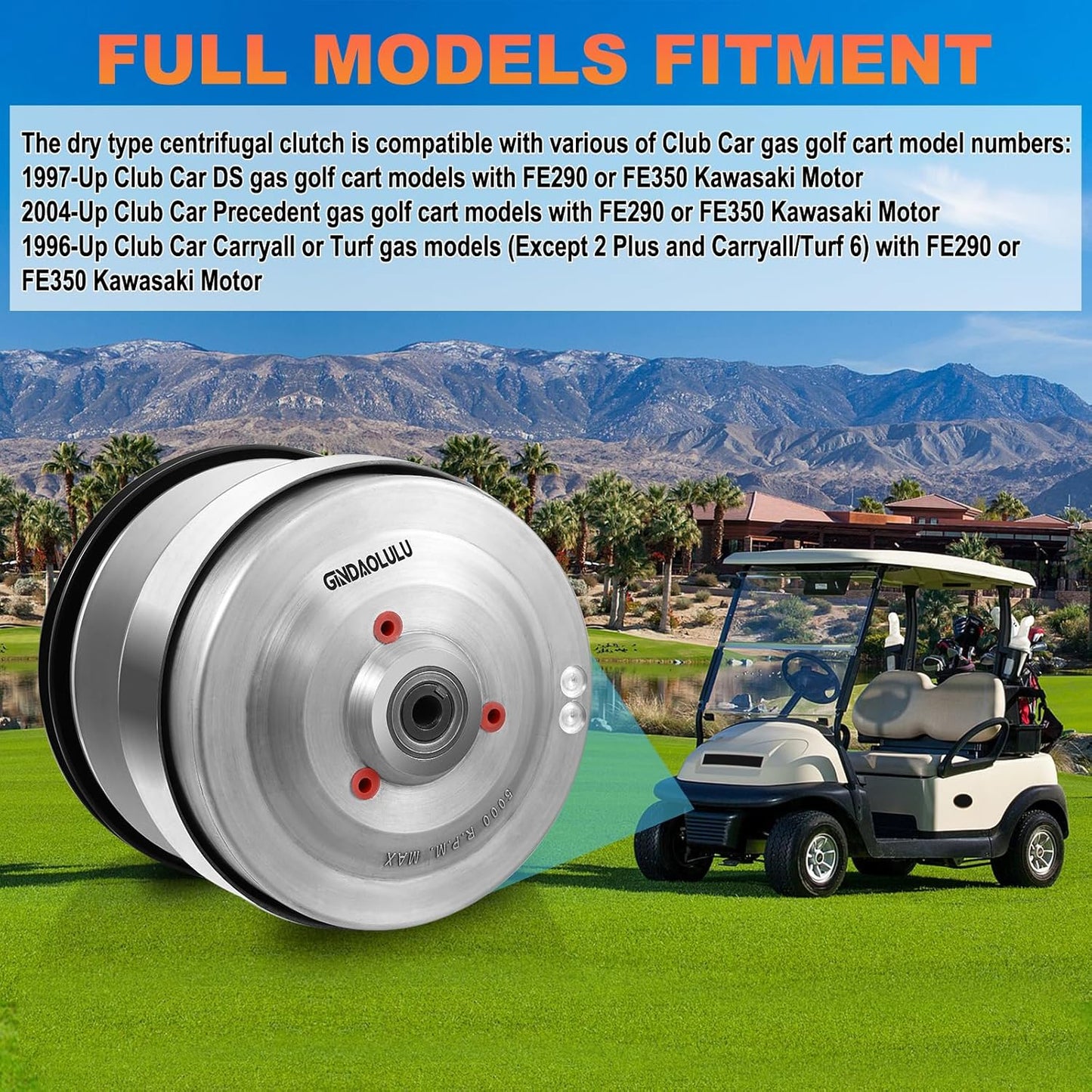 Club Car Drive Clutch,Club Car DS Parts,Golf Cart Precedent Clutch Kit,Primary Clutch With Max 5000 R.P.M Replace Nivel 5700/CP0020 (1997-2015)