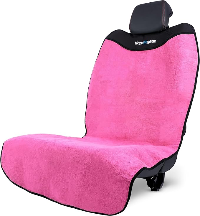 HAPPEGEAR Happeseat Waterproof Car Seat Cover & Protector – Universal Fit Car Seat Towel Cover – Non-Slip Backing, Easy Install & Storage, Machine Washable, Fits Front & Back, Pink