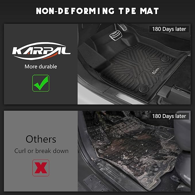 KARPAL Floor Mats for 2015-2025 2026 Ford Edge, All Weather TPE Protection Custom Fit Floor Liners, 1st & 2nd Row & Trunk Mat Car Mats for Edge