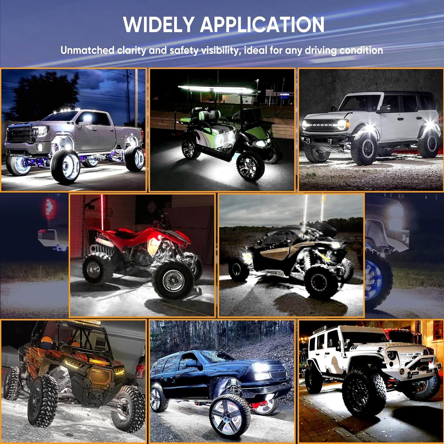 Honalia Pure White Rock Lights for Trucks 20 Pods, 6000K White LED Rock Lights Kits with Switch