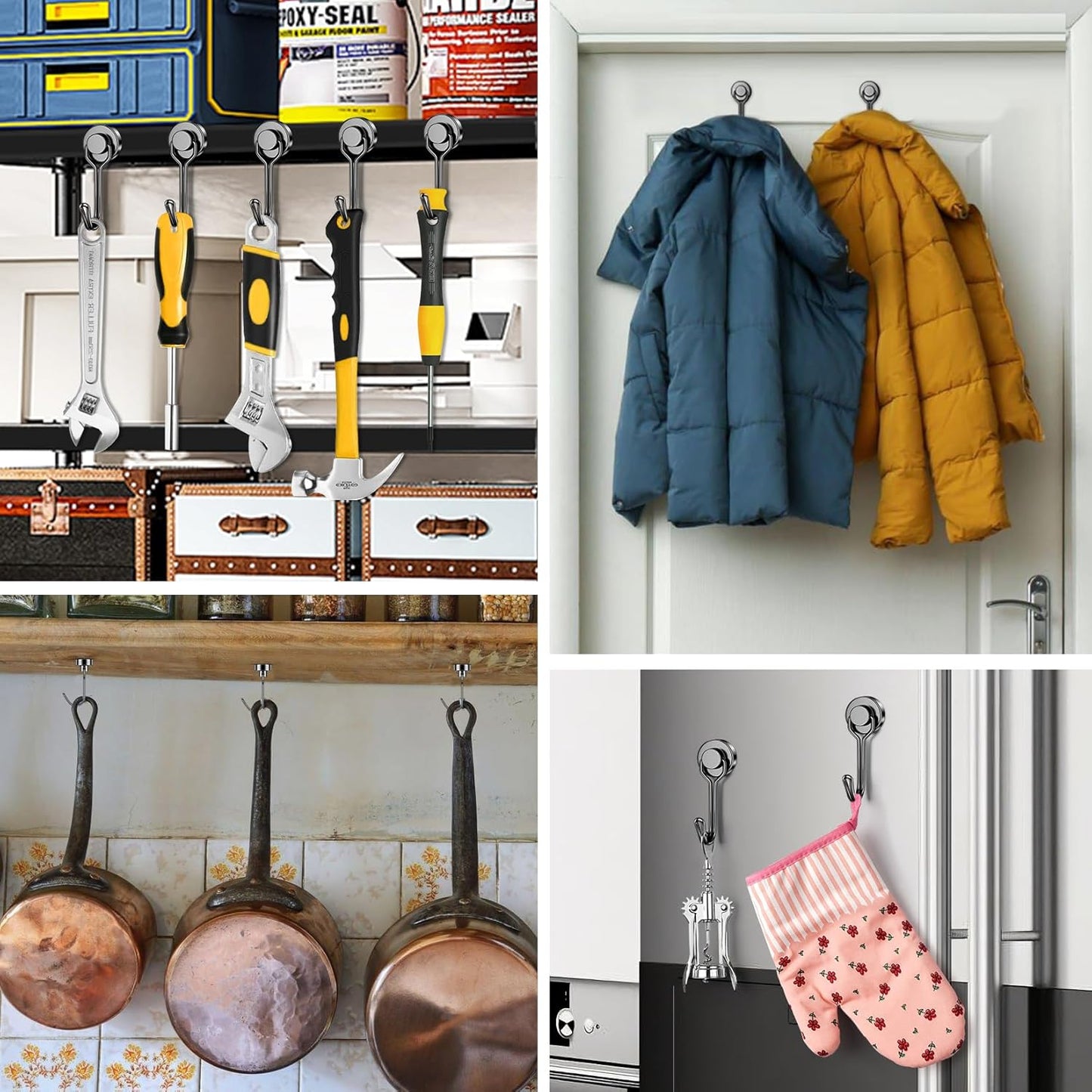 FINDMAG 100 Pack Magnetic Hooks, 30 LB+ Magnetic Hooks for Cruise Cabins, Strong Rare Earth Magets with Hooks for Refrigerator, Magnetic Hanger for Office, Kitchen, Bathroom, Garden, Beach, Black