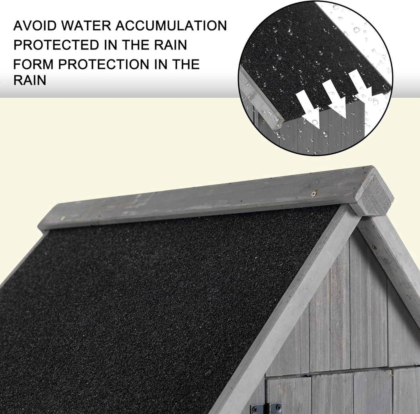 30.3" L X 21.3" W X 70.5" H Outdoor Storage Shed with Waterproof Roof, Solid Fir Wood Frame, and 3 Compartments for Garden Tools, Mower, and Hose,Grey