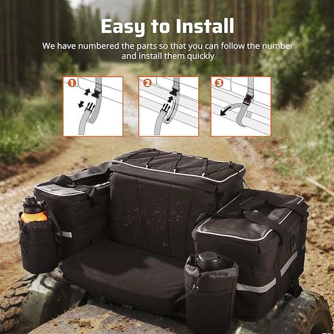 Ehaho ATV Rear Seat Storage Bags with Cooler Bag, 83L Large ATV Rear Rack Bag, [Waterproof & Durability] 4 Wheeler Cargo Rear Seat Bags Compatible with Polaris Sportman Fourtrax Can Am Kawasaki Yamaha