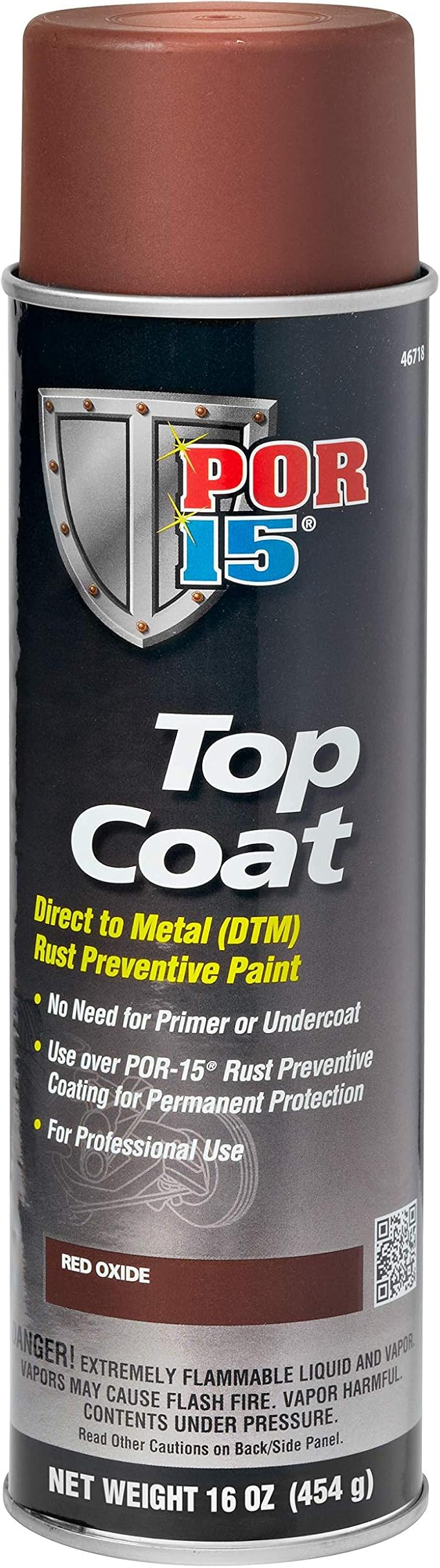 POR-15 Top Coat Spray Paint, Direct to Metal Paint, Long-term Sheen and Color Retention, 16 Fluid Ounces, Red Oxide