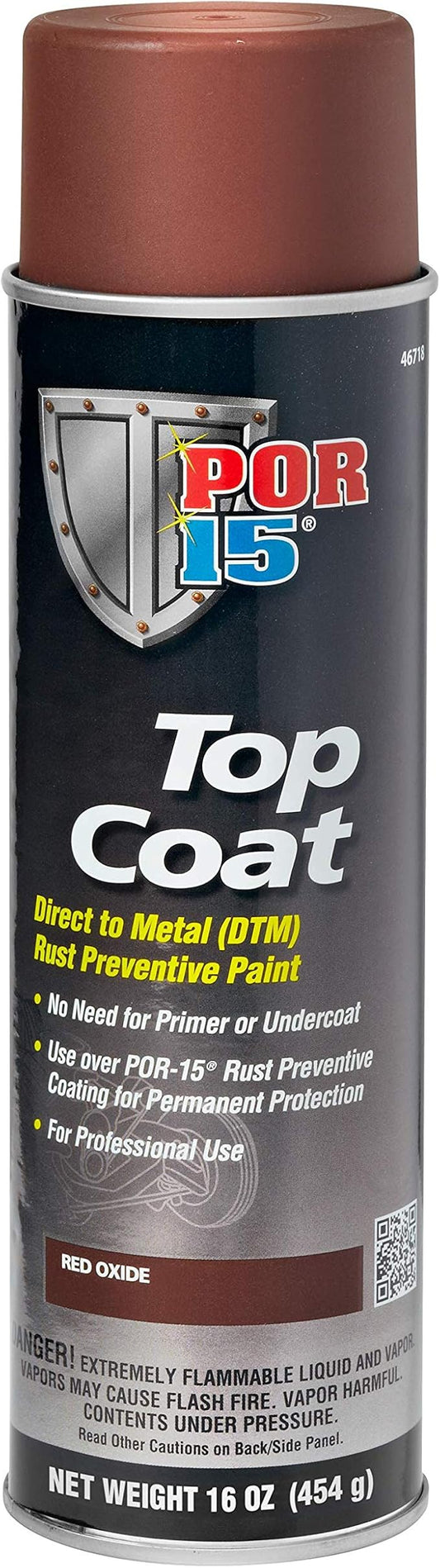 POR-15 Top Coat Spray Paint, Direct to Metal Paint, Long-term Sheen and Color Retention, 16 Fluid Ounces, Red Oxide