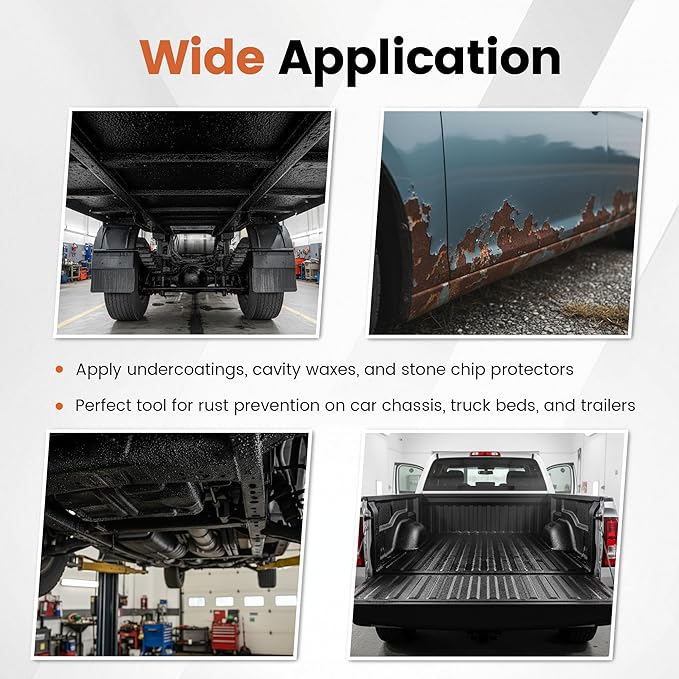 Undercoating Spray Gun Kit with 1000CC Suction Aluminum Cup, Straight & 360° Spray Hose with Connector and Barometer for Truck Bed Liner Coating Car Chassis, Rubberized Coating and Rust Proofing