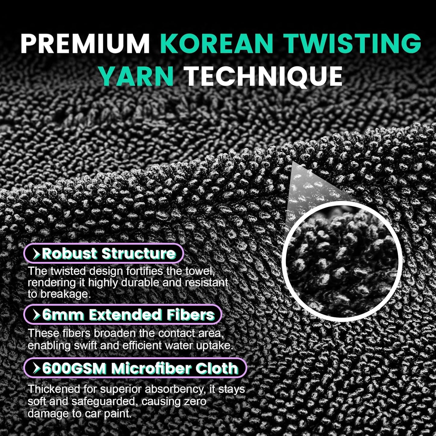 3-Pack Microfiber Towels for Cars (24" x 35"), Extra Large Super Absorbent Car Drying Towel, Drying Towel for Car & Trucks, Car Towels Drying with No Streaks & Scratches