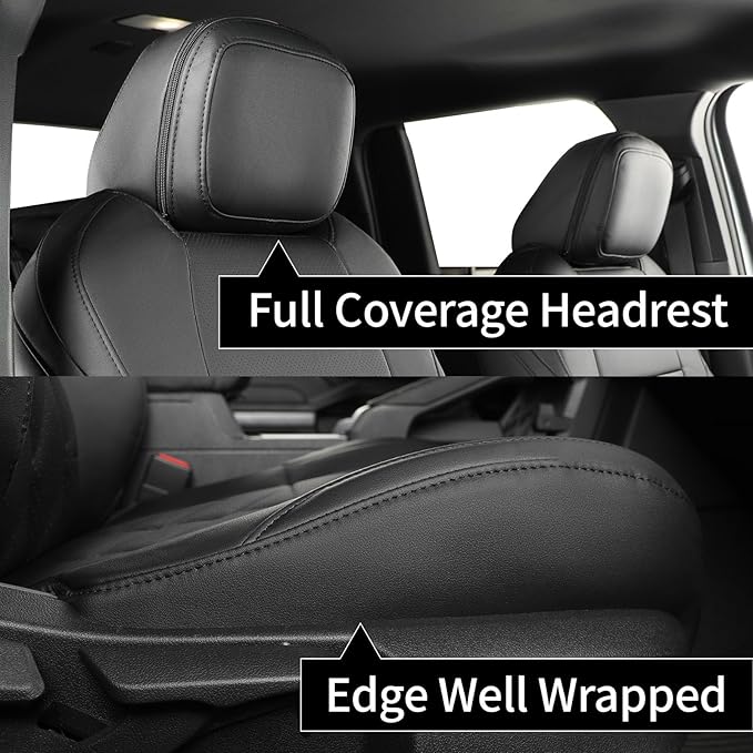coverdream 4runner Seat Covers Full Set for 2025 2026 Toyota 4Runner 5 Seats Pickup Truck Seat Cushion,Fully Covered Luxury Waterproof Leather Seat Protector,Armrest Cover Included(Black & Diamond)