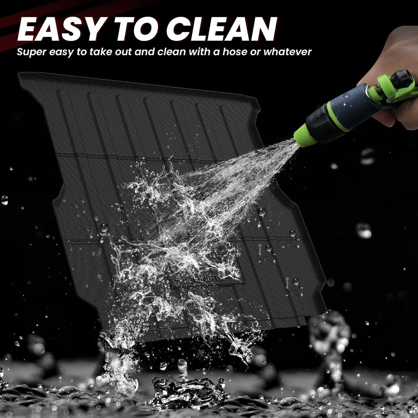 LASFIT Truck Bed Mat Fits for Rivian R1T 2025 2024 2023 2022 Accessories, Vehicle R1T Bed Mat Custom Fit Flush 2025-2022 R1T All Weather TPE R1T Truck Cargo Bed Liner, Black