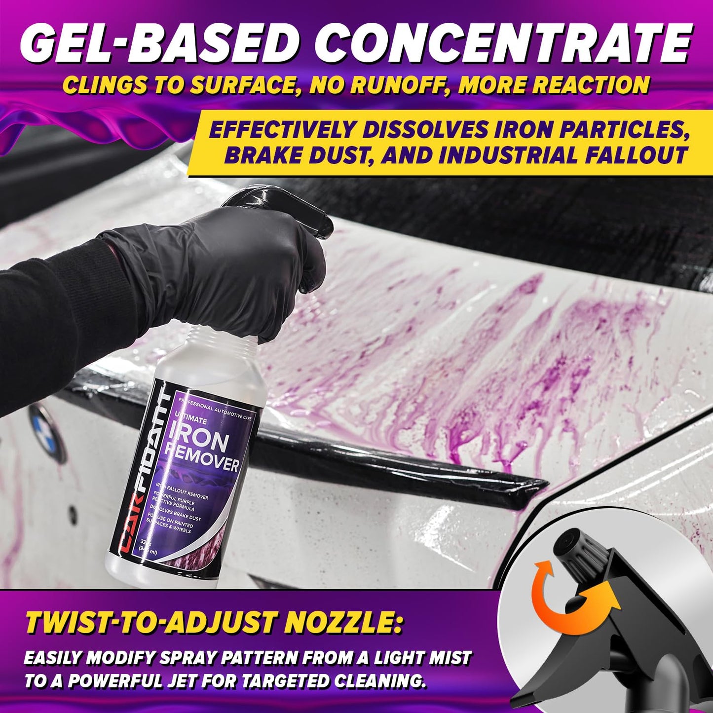 Iron Remover for Car Detailing – Iron Decon Spray, Pulls Out Brake Dust, Rust & Fallout - Contaminant Removal for Car Paint & Wheels, pH Neutral Formula - Gallon - 128 fl. oz.
