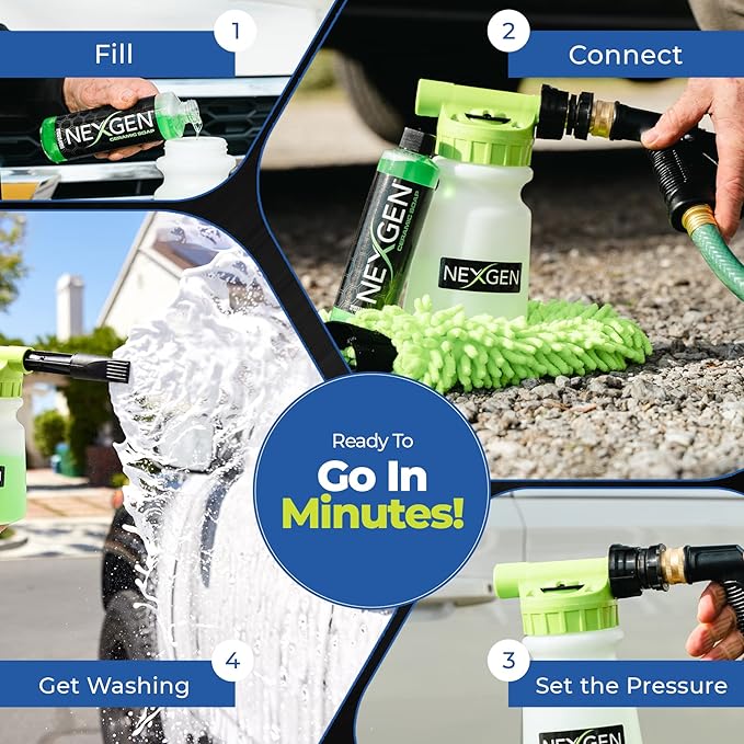 Nexgen Low Pressure Foam Gun | Adjustable Pressure Washer Gun, Compatible with Any Car Wash Soap | Heavy-Duty & Reusable Foam Cannon Gun, Fits Standard Garden Hose