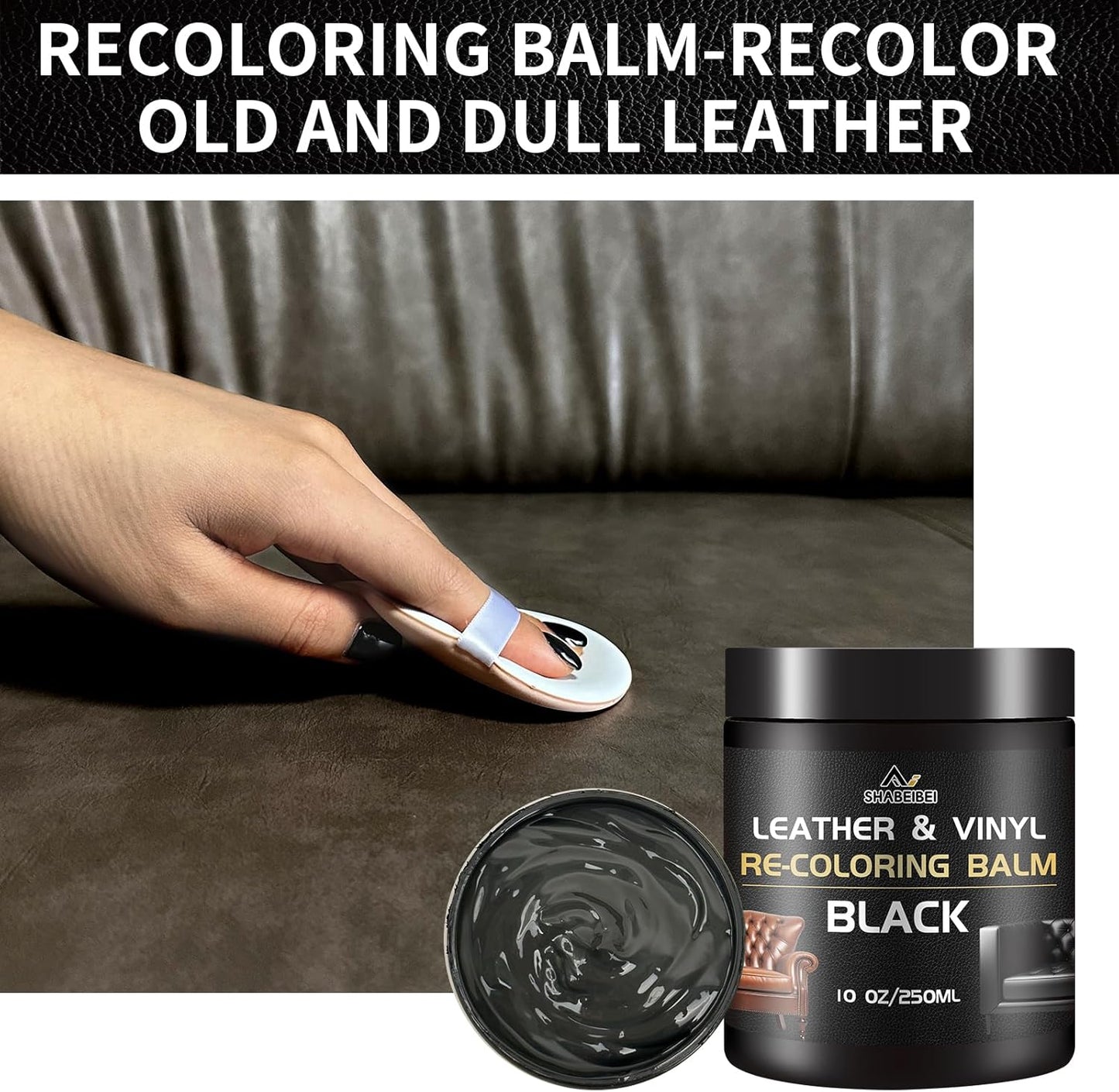 Leather Repair Kit Recoloring Balm Cleaner Conditioner Waterproof Beeswax Oil for Car Seat Furniture Couch Shoe Leather Vinyl(Gray)