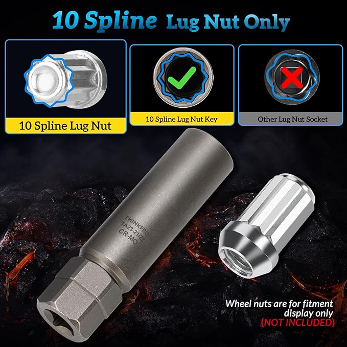 10 Spline Lug Nut Socket,Compatible with Bimecc 10 Point Socket.Dual Drive 10 Spline Lug Nut Key,Replacement for Ta20 17/19,TA20-19/21 TA23-21/22 Wheel Lock Nuts