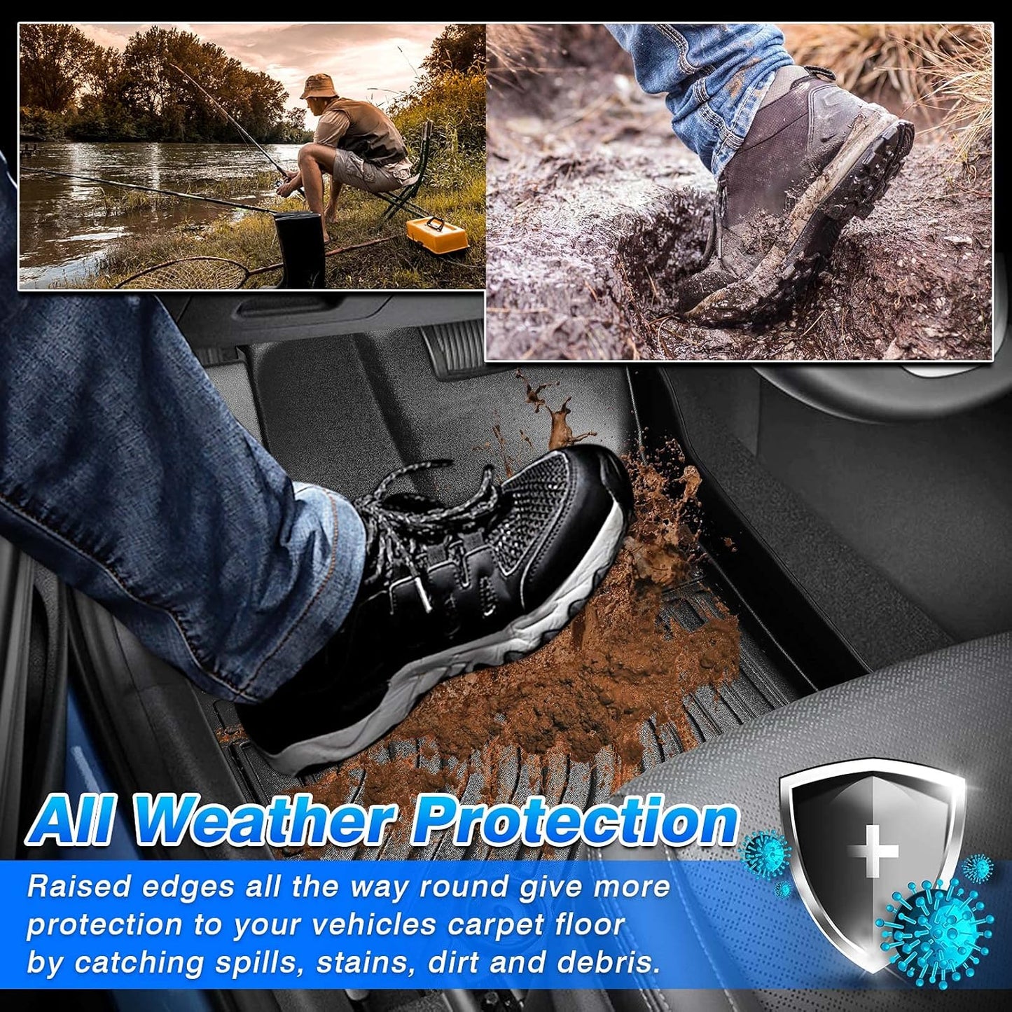 Cartist Compatible with Floor Mats Ford Explorer 2015-2019 All Weather Floor Liners 1st & 2nd Row Seat TPE Odorless High Edge Mat