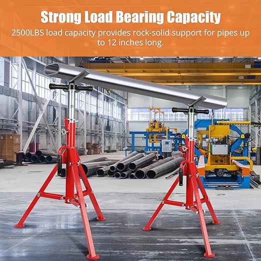 Towallmark Heavy-Duty Pipe Jack Stand, 28''-52'' Adjustable Folding Pipe Stand, 2500 lbs Load Capacity, Ideal for Welding, Automotive, and Construction Projects