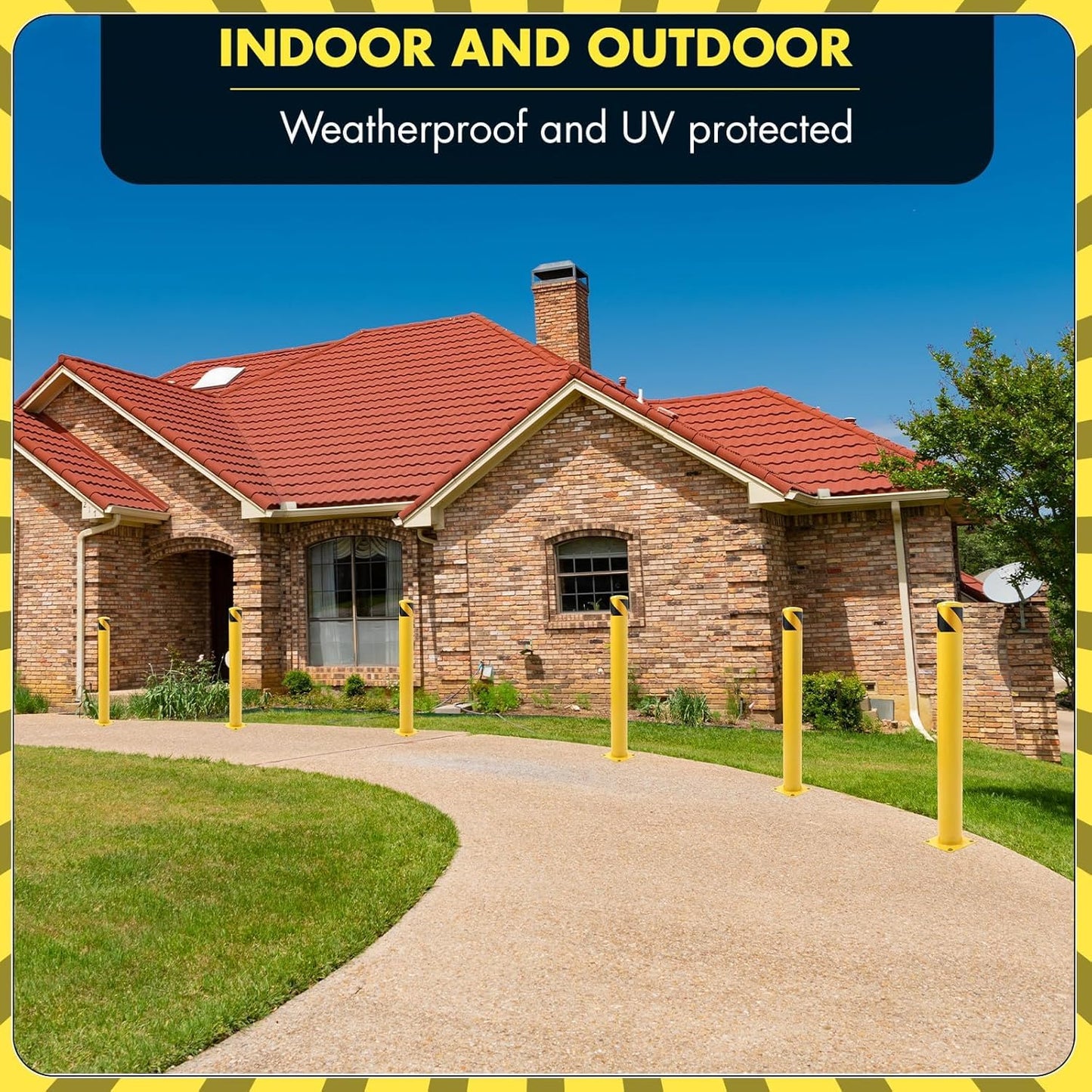 4 Pack Safety Bollard Post, 48 Inch Height 4.5 Inch Diameter Yellow Pipe Safety Steel Bollards with Anchor Bolts and Wrench, Steel Bollards for Road Warning Construction Traffic Control