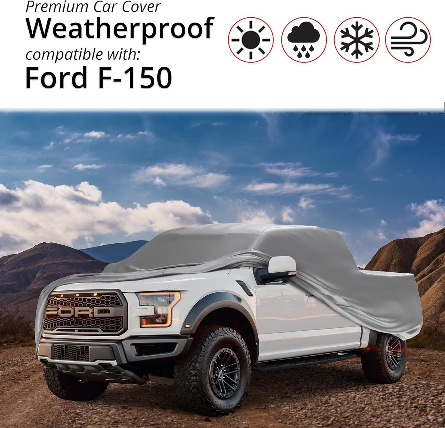Car Covers Weatherproof Max Truck Cover & Warranty Compatible with Ford 2022-2024 F-150 SuperCab, 5.5'– Outdoor Cover, Prevents Theft with Cable Lock