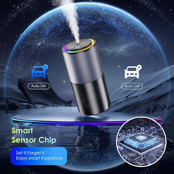 Car Air Freshener, Smart Car Air Freshener, RGB Music Syncing Light, Diffuser 150ml Capacity for 6 Months, Auto On/Off, Three Adjustable Modes (Cologne)