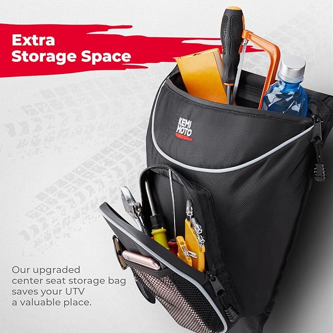 KEMIMOTO UTV Center Storage Bag UTV Cab Pack Center Seat Bag Compatible with Polaris RZR XP 1000 Turbo S 900 570 800 Storage Accessories 1680D High-Density with Multiple Pockets and Easy Install