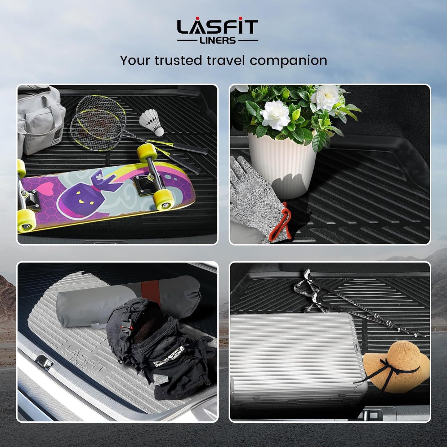 LASFIT Cargo Mat for Jeep Renegade 2015-2023 Upper Position, All Weather TPE Custom Fit Trunk Mat Cargo Liner Trunk Liner, Black