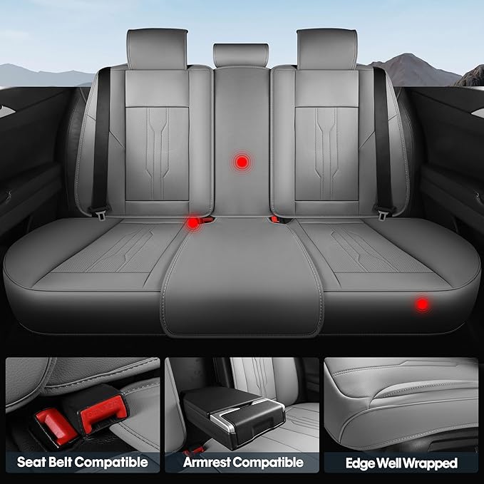 Car Seat Covers Custom Fit for Ford F150 2009-2026, Faux Leather Seat Cover Set for 2017-2026 F250 F350 F450, Compatible with Regular Cab Super Cab Super Crew Pickup Truck Cushions (Grey, Full Set)