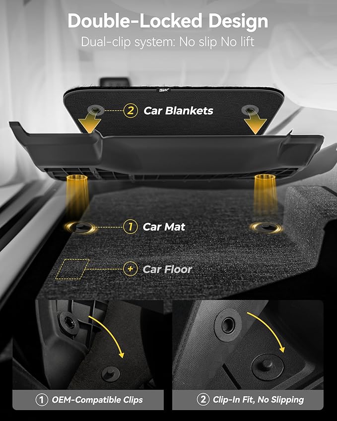 3W Floor Mats & Front Carpet Fit for 2015-2025 Ford F150 / F-150 Lightning SuperCrew Cab, TPE All Weather Heavy Duty Floor Liner Car Accessories (with Original Folding Under-Seat Storage Box)