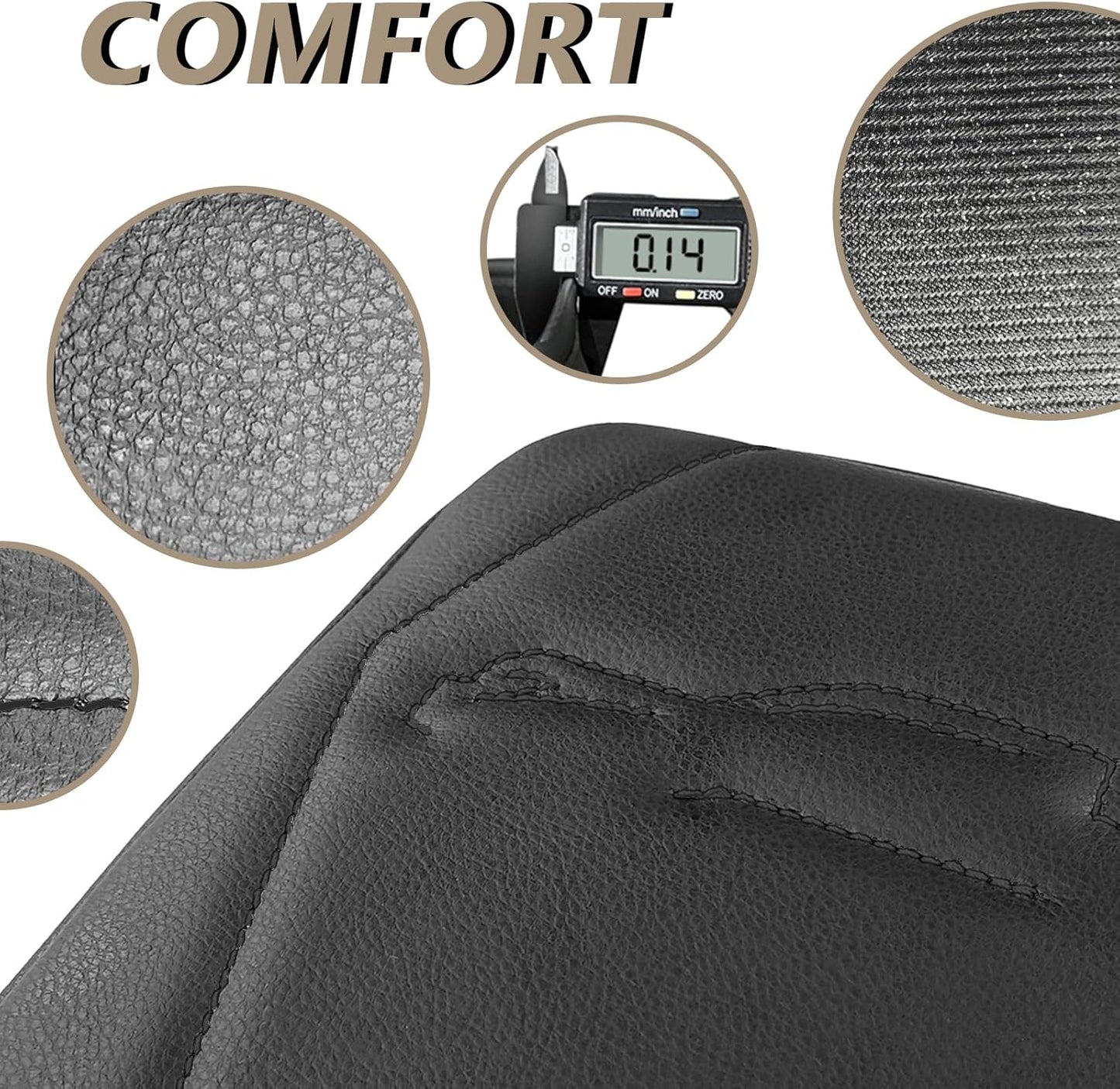Muslogy Center Console Armrest Cover Compatible with 2024 Toyota Tacoma 2025+ 4Runner Accessories Armrest Lid Protector Vegan Leather Cushion Regular Thick(Black/Black Stitching)