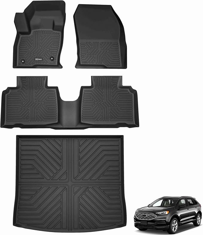 KARPAL Floor Mats for 2015-2025 2026 Ford Edge, All Weather TPE Protection Custom Fit Floor Liners, 1st & 2nd Row & Trunk Mat Car Mats for Edge