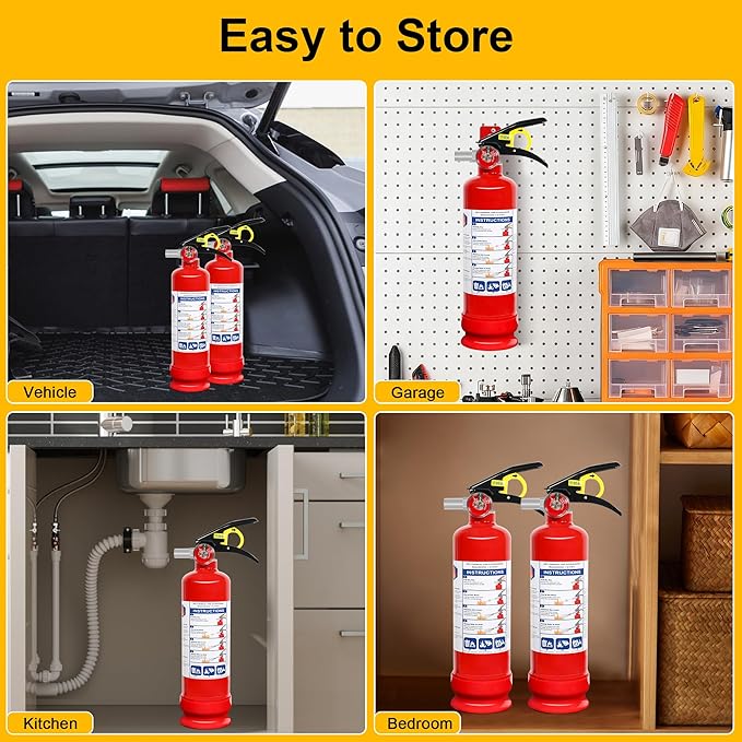 6 Pack ABC Dry Chemical Fire Extinguishers, 2.5 lb 1A:10B:C Rating for Home, Vehicle, Boat, Quick Release Handle, Compact & Portable Dry Powder Extinguisher