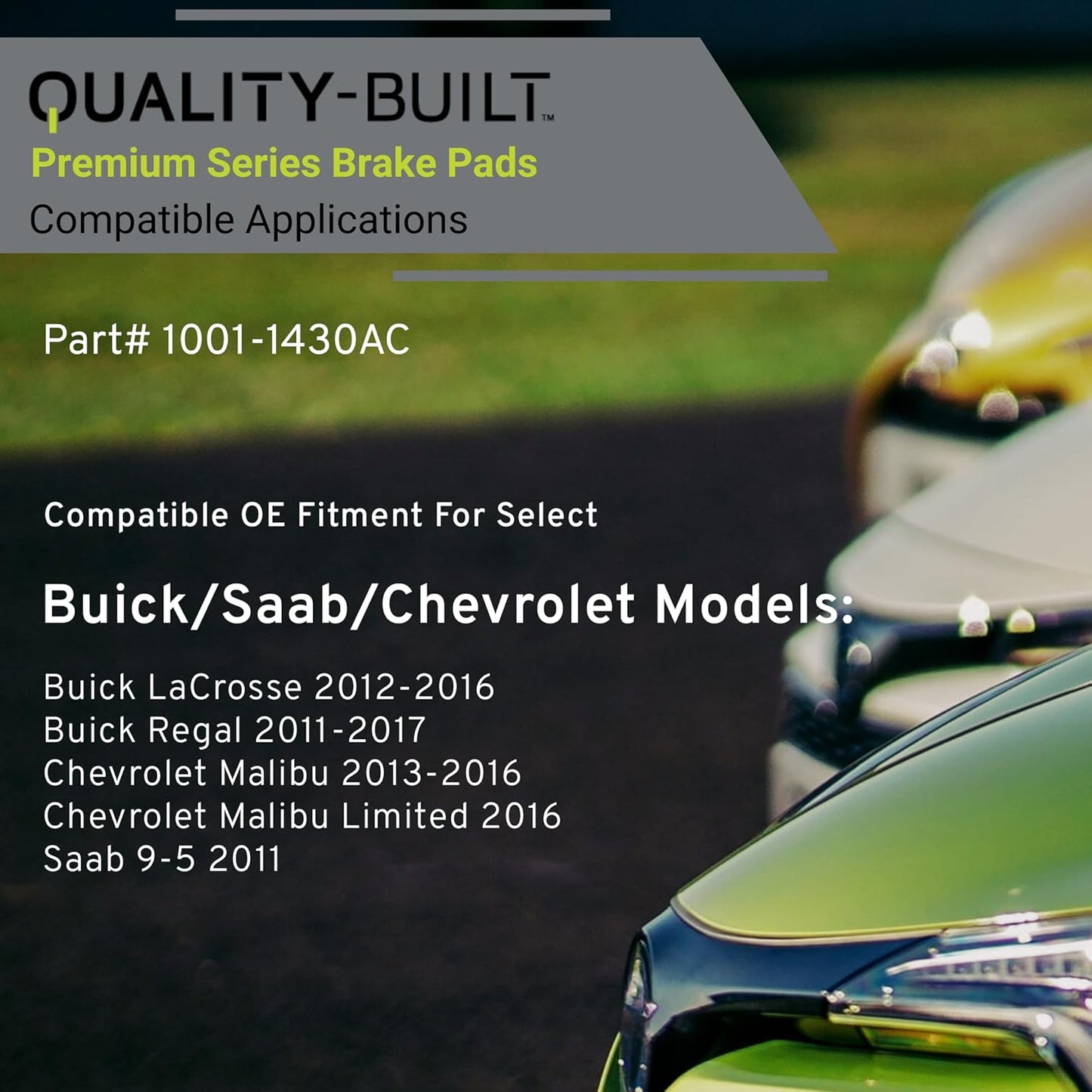 Premium Ceramic Rear Brake Pads (1001-1430AC) Compatible with Buick LaCrosse 2016-2012, Regal 2017-2011, Chevrolet Malibu 2016-2013, Malibu Limited 2016, Saab 9-5 2011