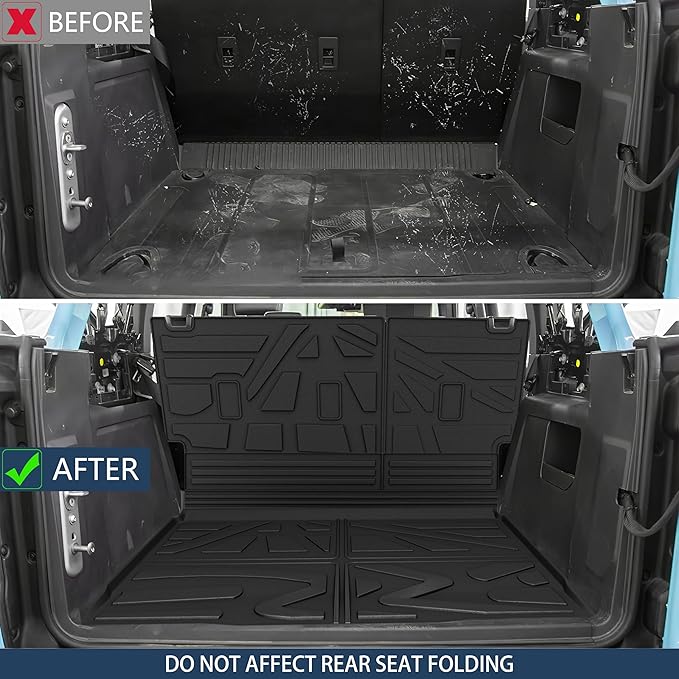 KARPAL Floor Mats for Ford Bronco 4 Door 2021-2025 (Not for Sport), All Weather Protection TPE Floor Liners Cargo Mats Full Set Bronco Accessories, 1st&2nd Row & Cargo Liner & Backrest Mat