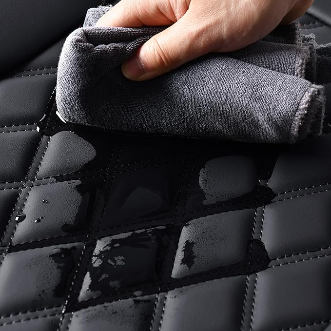 Huidasource Back Seat Cover, Split Rear Seat Cover Leather, Automotive Vehicle Car Back Seat Cover Fit for Most Cars Sedan SUV Pickup Truck, Fit for Acura Honda City Nissan (Back Row/Black)