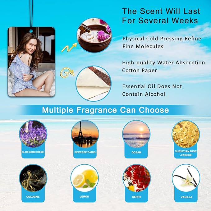 Custom Air FreshenerCar-Double Sided photo Personalized Air FreshenerCar Multiple Fragrances DecorationsWardrobe,Bathroom,Hanging Ornaments(Unique Scented Gift)(Rectangle)
