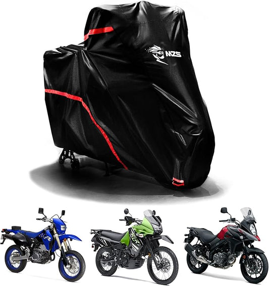 MZS Motorcycle Cover Waterproof Outdoor Compatible With XR1200X XG750A SCL500 CB750 KLR650 R1200GS Scrambler Vstrom Diavel Transalp DR650S Tenere XR650L, All Weather Outdoor Protection Covers Storage