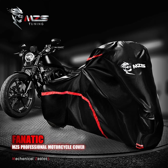 MZS Motorcycle Cover Waterproof Outdoor, 420D All Season Weather Protection Covers Storage Compatible With Rebel Shadow Magna Vulcan Eliminator Scout Chief Bolt V Star VTX1300 Bonneville Boulevard