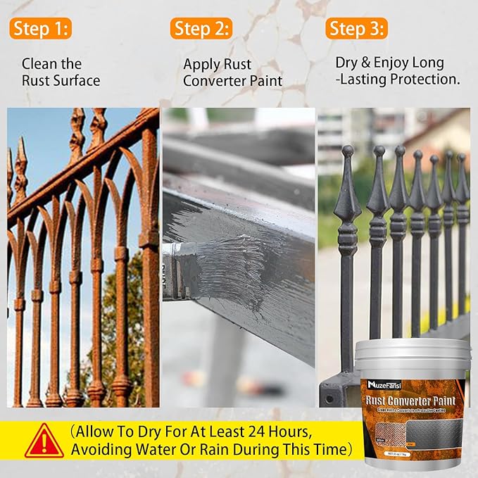 Rust Converter Paint Gray 35oz – 2-in-1 Rust Proof Paint & Metal Primer, Anti Rust Coating, Rust Prevention Coating, Car Rust Treatment, Metal Rust Inhibitor, Rust Remover for Auto & Tools