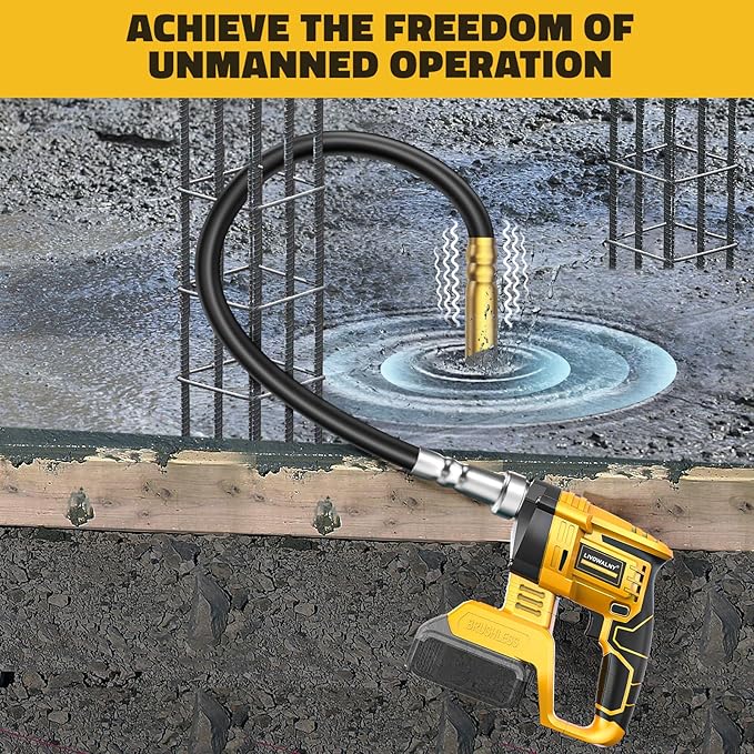 LIVOWALNY Handheld Concrete Vibrating Tool Compatible with Dewalt 20V Battery (No Battery), 600W Cordless Electric Concrete Vibrator with 3.8ft Shaft Rod,6000RPM Portable Vibrarator Remove Air Bubble