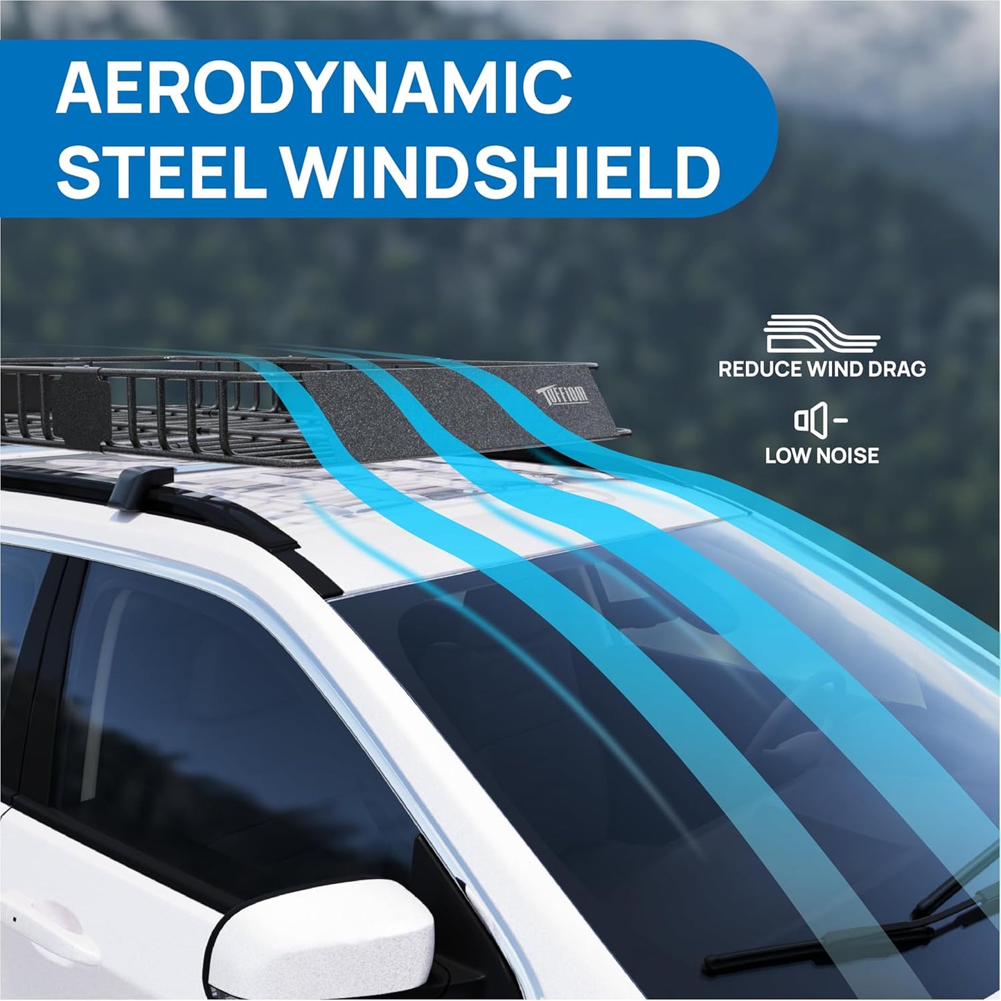 TUFFIOM 64"x 39"x 6" Universal Rooftop Cargo Carrier Basket, Extendable Steel Roof Rack Basket w/Straps with Hook, Heavy Duty Car Top Rack Luggage Holder Carrier Basket for SUV Car Truck Van