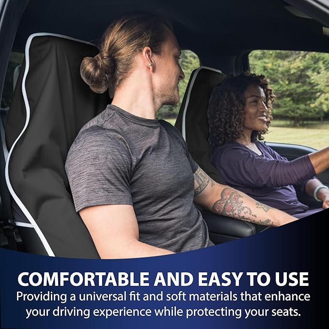 Dri Seats Waterproof Car Seat Cover – Premium Sweat Towel with Slip Resistant Backing for Front Seats in Cars, Trucks, SUVs – Universal Seat Liner, Easy Install, Machine Washable, Breathable