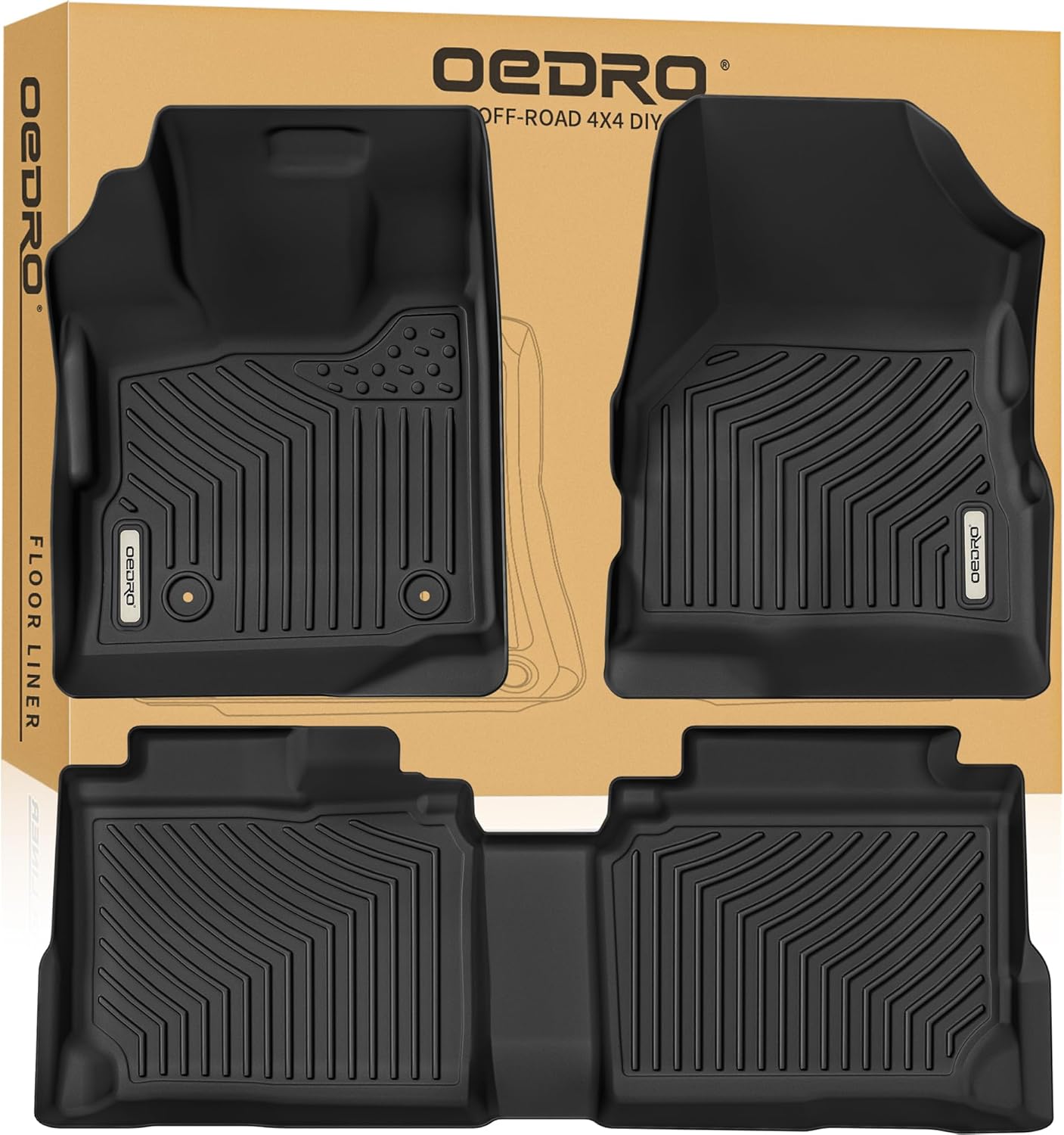 OEDRO Floor Mats Fit for 2010-2017 Chevrolet Equinox/2010-2017 GMC Terrain, All-Weather Car Floor mats TPE Custom Fit Front & 2nd Seat 2 Row Liner Set, Black