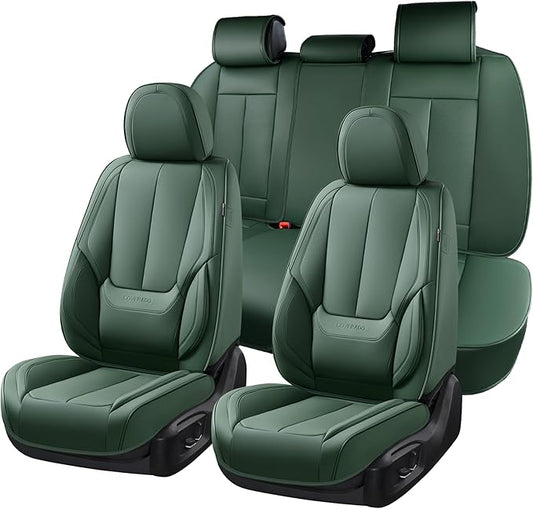 Coverado Car Seat Covers Full Set, Car Seat Protector Waterproof, Nappa Leather Car Seat Cushion, Seat Covers for Cars, Front Seats and Back Universal Fit for Most Cars