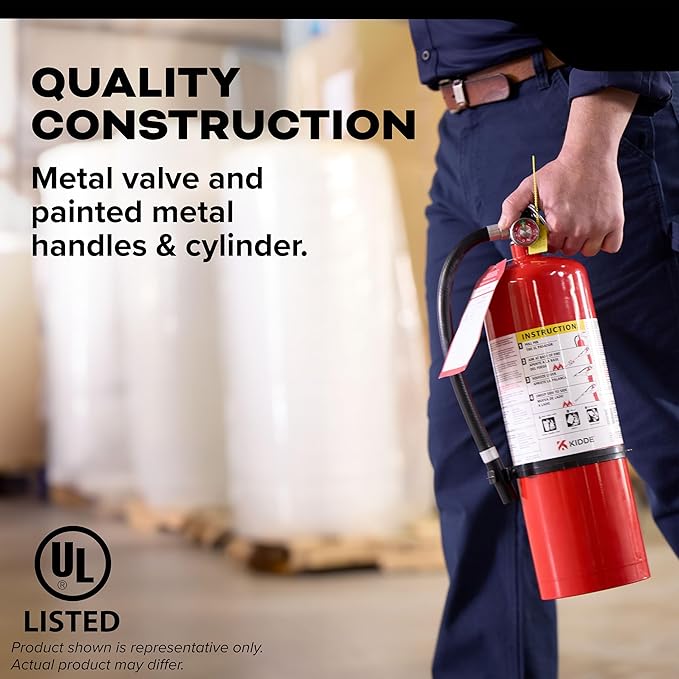 Kidde Commercial-Grade Fire Extinguisher for Office, Parking Garages, Rechargeable, 3A40BC